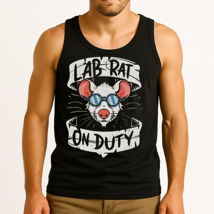 Lab Rat On Duty. Hilarious Lab Technician Science Enthusiast Tank Top