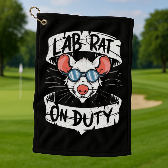 Lab Rat On Duty. Hilarious Lab Technician Science Enthusiast Golf Towel