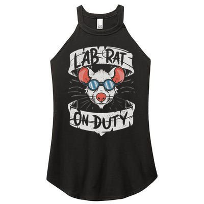 Lab Rat On Duty. Hilarious Lab Technician Science Enthusiast Women's Perfect Tri Rocker Tank