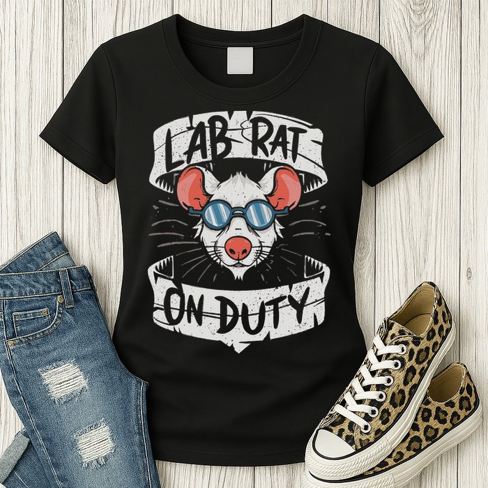 Lab Rat On Duty. Hilarious Lab Technician Science Enthusiast Womens T-Shirt