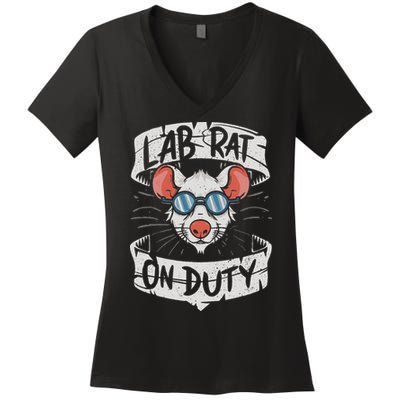 Lab Rat On Duty. Hilarious Lab Technician Science Enthusiast Women's V-Neck T-Shirt