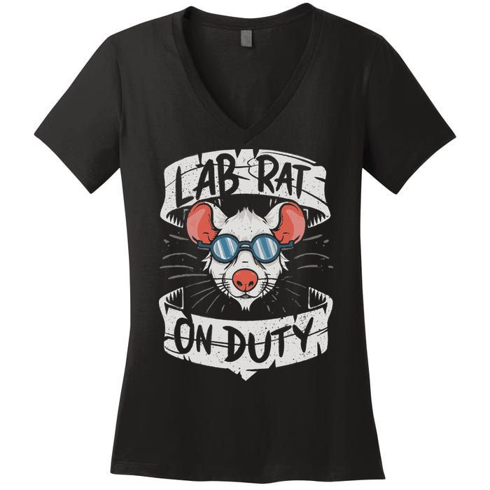 Lab Rat On Duty. Hilarious Lab Technician Science Enthusiast Women's V-Neck T-Shirt