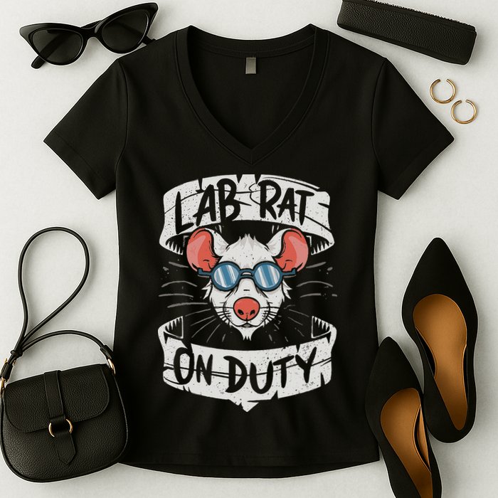 Lab Rat On Duty. Hilarious Lab Technician Science Enthusiast Women's V-Neck T-Shirt