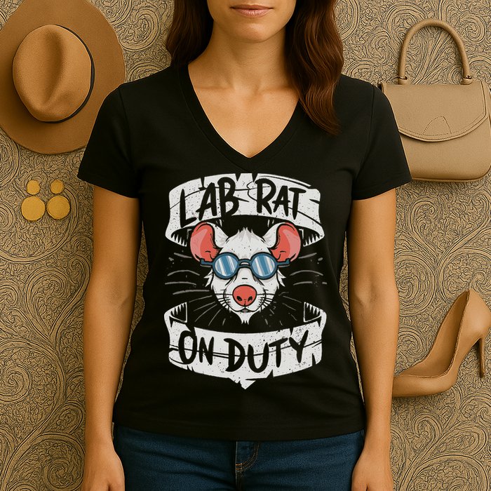 Lab Rat On Duty. Hilarious Lab Technician Science Enthusiast Women's V-Neck T-Shirt