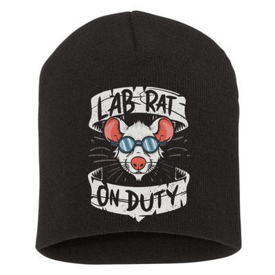 Lab Rat On Duty. Hilarious Lab Technician Science Enthusiast Short Acrylic Beanie