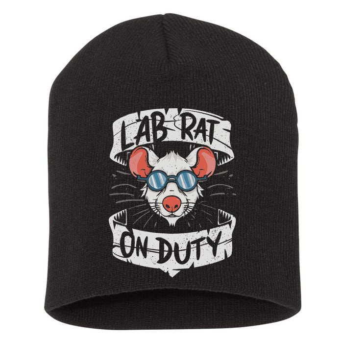 Lab Rat On Duty. Hilarious Lab Technician Science Enthusiast Short Acrylic Beanie