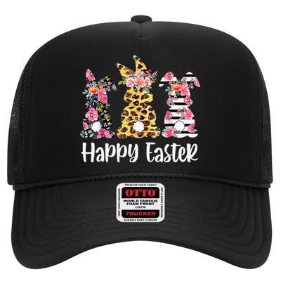 Leopard Rabbit Plaid Floral Easter Bunny High Crown Mesh Back Trucker Hat