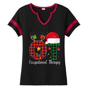 Lights Red Plaid OT Therapist christmas 2024 Ladies Halftime Notch Neck Tee