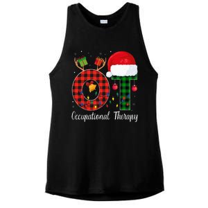 Lights Red Plaid OT Therapist christmas 2024 Ladies PosiCharge Tri-Blend Wicking Tank