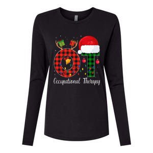 Lights Red Plaid OT Therapist christmas 2024 Womens Cotton Relaxed Long Sleeve T-Shirt