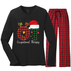 Lights Red Plaid OT Therapist christmas 2024 Women's Long Sleeve Flannel Pajama Set 