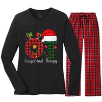 Lights Red Plaid OT Therapist christmas 2024 Women's Long Sleeve Flannel Pajama Set 