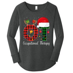 Lights Red Plaid OT Therapist christmas 2024 Women's Perfect Tri Tunic Long Sleeve Shirt