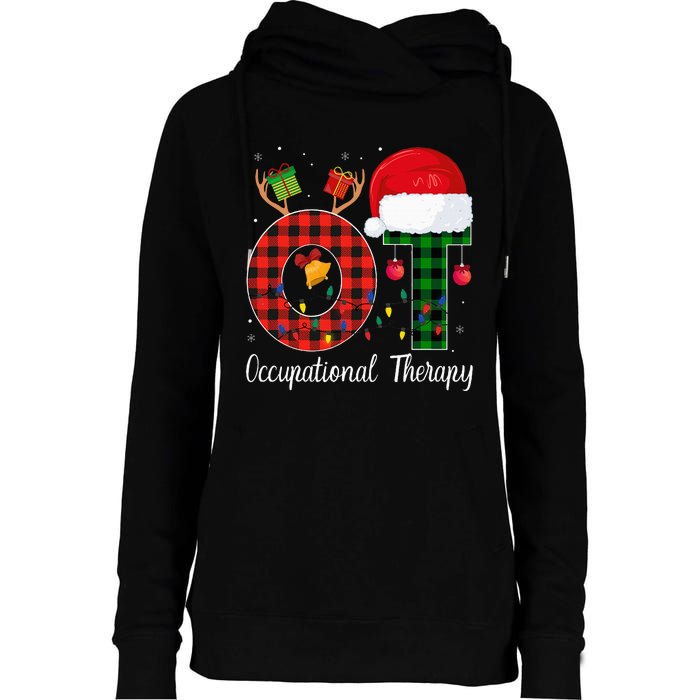 Lights Red Plaid OT Therapist christmas 2024 Womens Funnel Neck Pullover Hood