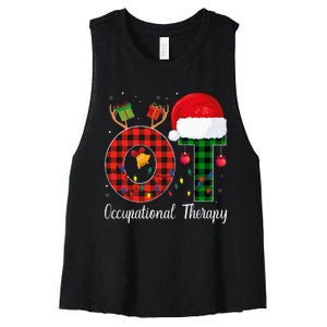 Lights Red Plaid OT Therapist christmas 2024 Women's Racerback Cropped Tank