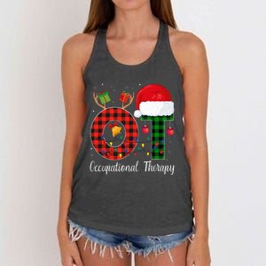 Lights Red Plaid OT Therapist christmas 2024 Women's Knotted Racerback Tank