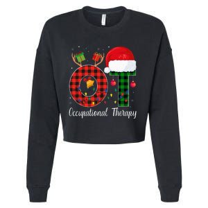 Lights Red Plaid OT Therapist christmas 2024 Cropped Pullover Crew