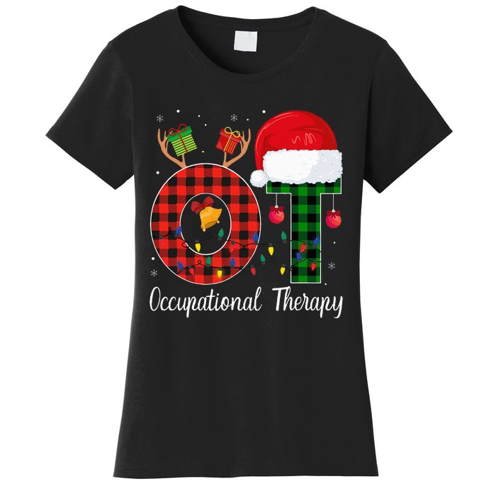 Lights Red Plaid OT Therapist christmas 2024 Women's T-Shirt