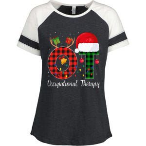 Lights Red Plaid OT Therapist christmas 2024 Enza Ladies Jersey Colorblock Tee