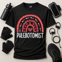 Leopard Rainbow Phlebotomist Phlebotomy Technician Tech RN Cooling Performance Crew T-Shirt
