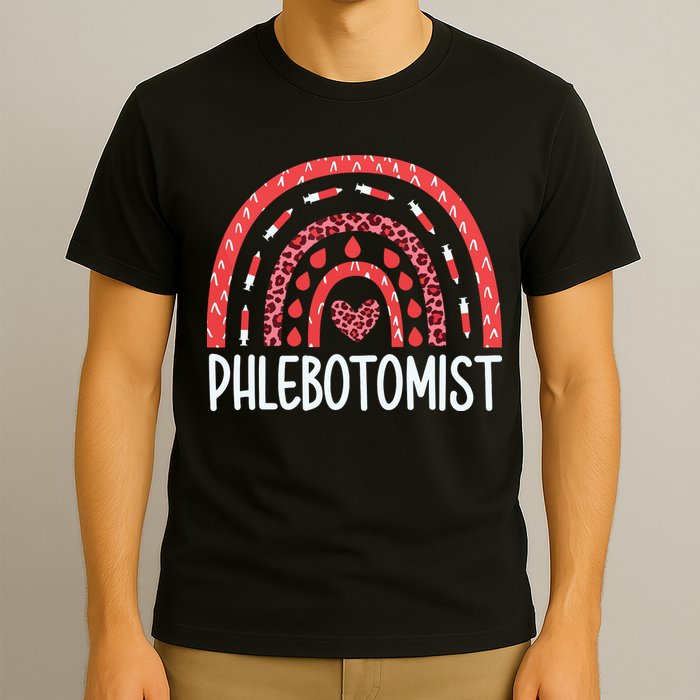 Leopard Rainbow Phlebotomist Phlebotomy Technician Tech RN T-Shirt