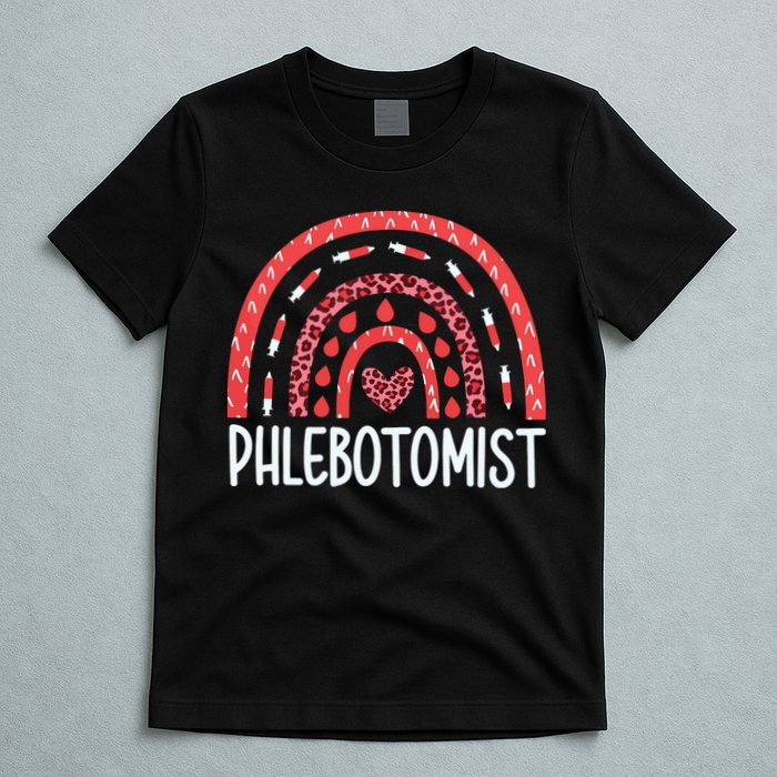 Leopard Rainbow Phlebotomist Phlebotomy Technician Tech RN T-Shirt