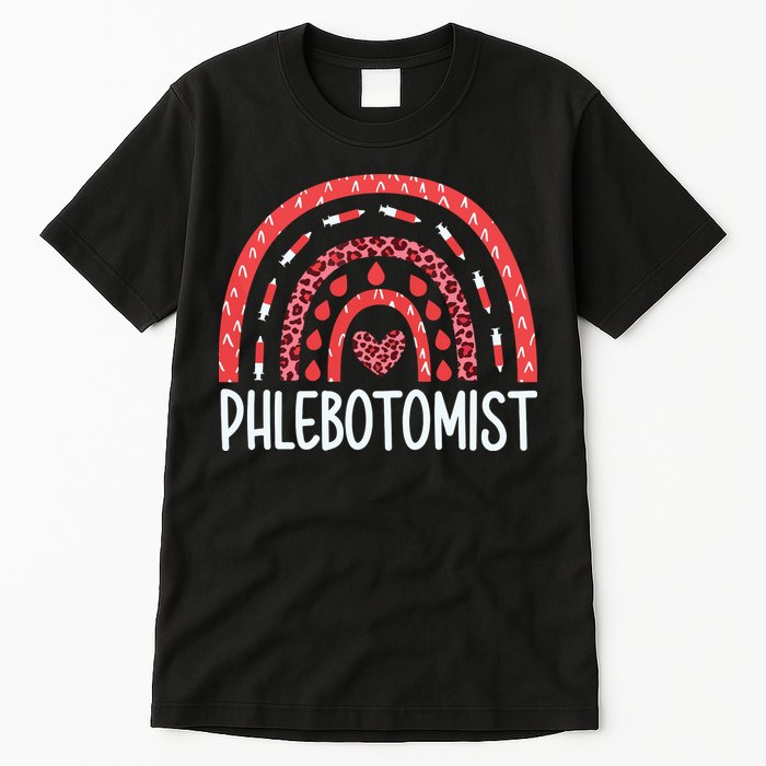 Leopard Rainbow Phlebotomist Phlebotomy Technician Tech RN Tall T-Shirt