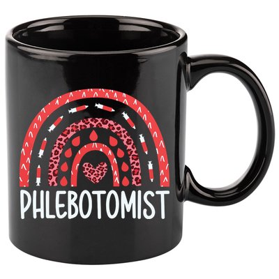 Leopard Rainbow Phlebotomist Phlebotomy Technician Tech RN 11oz C Handle Ceramic Mug