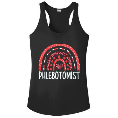 Leopard Rainbow Phlebotomist Phlebotomy Technician Tech RN Ladies PosiCharge Competitor Racerback Tank