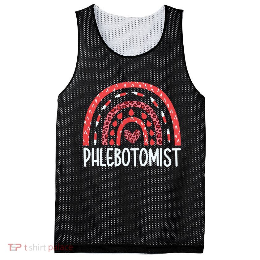 Leopard Rainbow Phlebotomist Phlebotomy Technician Tech RN Mesh Reversible Basketball Jersey Tank