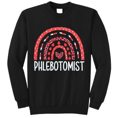 Leopard Rainbow Phlebotomist Phlebotomy Technician Tech RN Tall Sweatshirt
