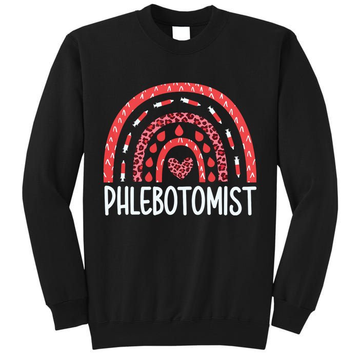 Leopard Rainbow Phlebotomist Phlebotomy Technician Tech RN Tall Sweatshirt