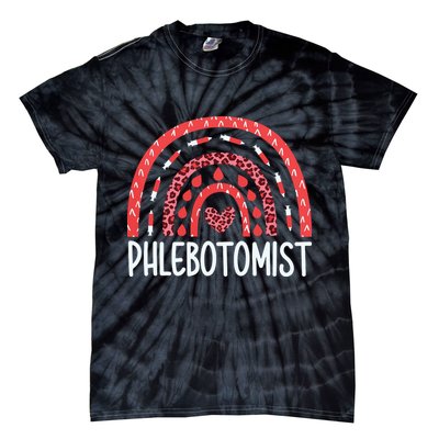 Leopard Rainbow Phlebotomist Phlebotomy Technician Tech RN Tie-Dye T-Shirt
