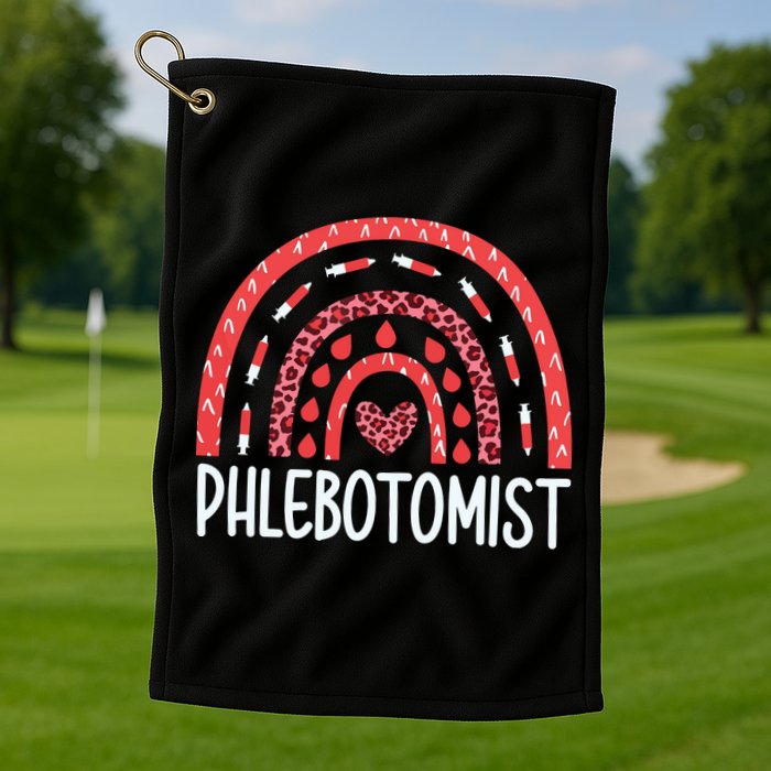 Leopard Rainbow Phlebotomist Phlebotomy Technician Tech RN Golf Towel