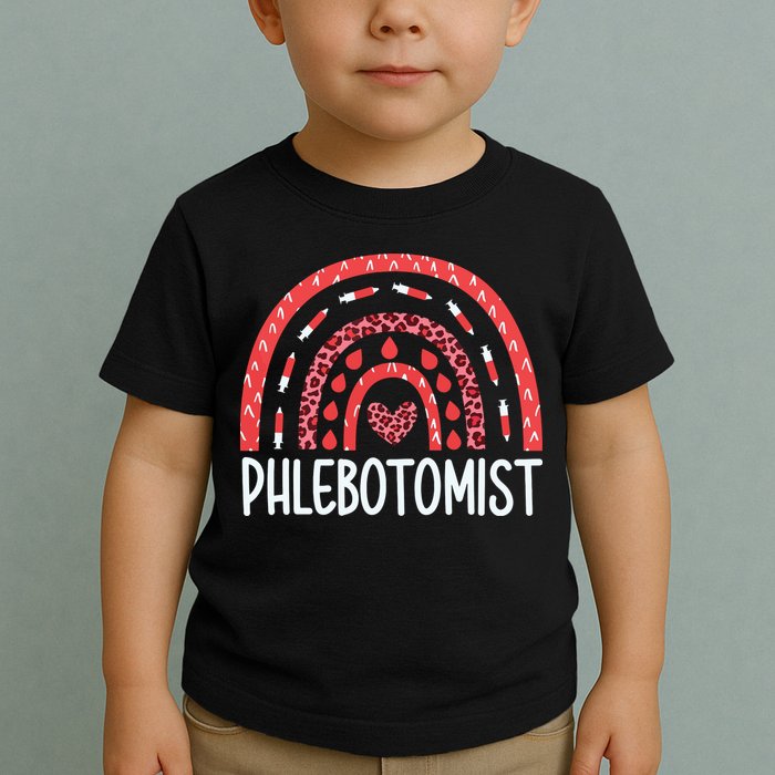 Leopard Rainbow Phlebotomist Phlebotomy Technician Tech RN Toddler T-Shirt