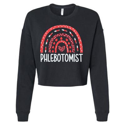 Leopard Rainbow Phlebotomist Phlebotomy Technician Tech RN Cropped Pullover Crew