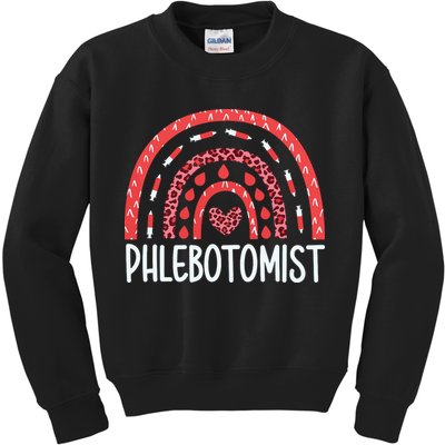 Leopard Rainbow Phlebotomist Phlebotomy Technician Tech RN Kids Sweatshirt