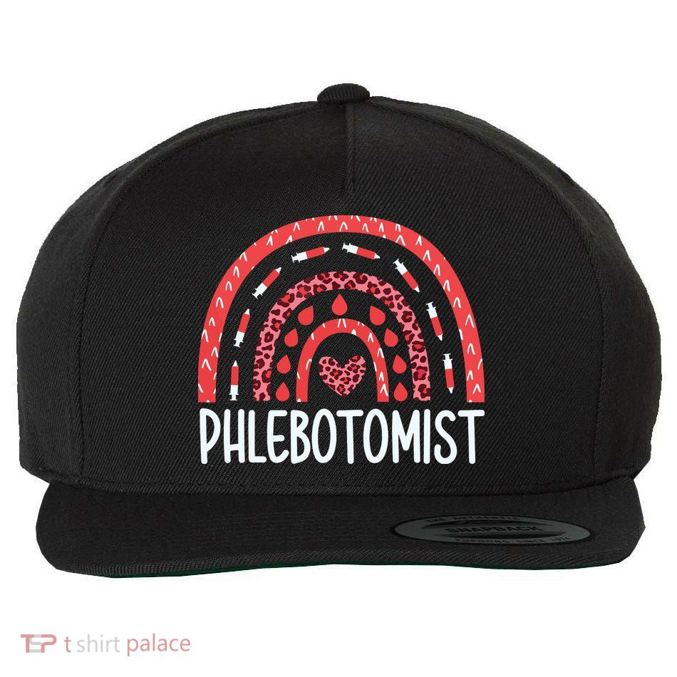 Leopard Rainbow Phlebotomist Phlebotomy Technician Tech RN Wool Snapback Cap