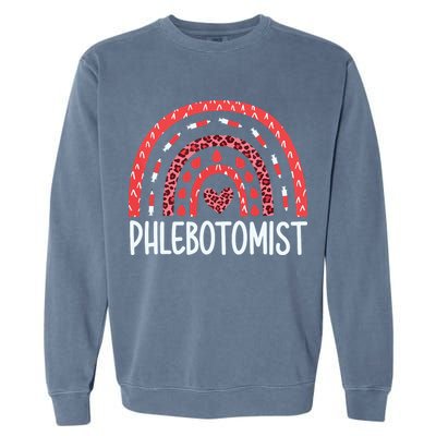 Leopard Rainbow Phlebotomist Phlebotomy Technician Tech RN Garment-Dyed Sweatshirt