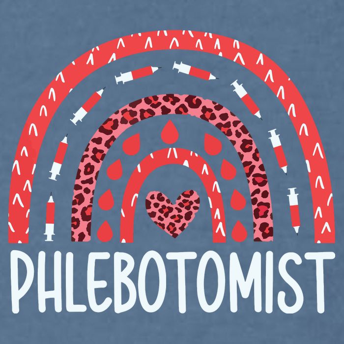 Leopard Rainbow Phlebotomist Phlebotomy Technician Tech RN Garment-Dyed Sweatshirt