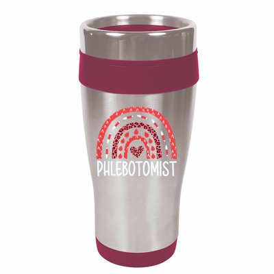 Leopard Rainbow Phlebotomist Phlebotomy Technician Tech RN 16oz Travel Tumbler