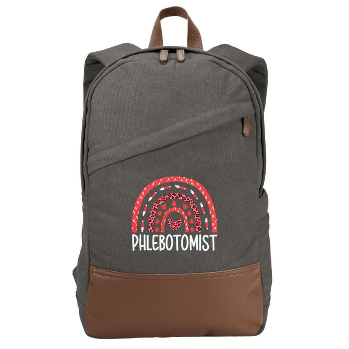 Leopard Rainbow Phlebotomist Phlebotomy Technician Tech RN Cotton Canvas Backpack