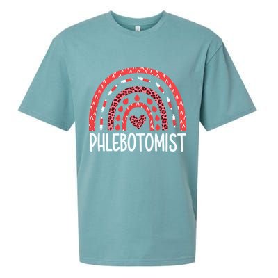 Leopard Rainbow Phlebotomist Phlebotomy Technician Tech RN Sueded Cloud Jersey T-Shirt
