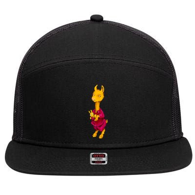 Llama Red Pajama 7 Panel Mesh Trucker Snapback Hat