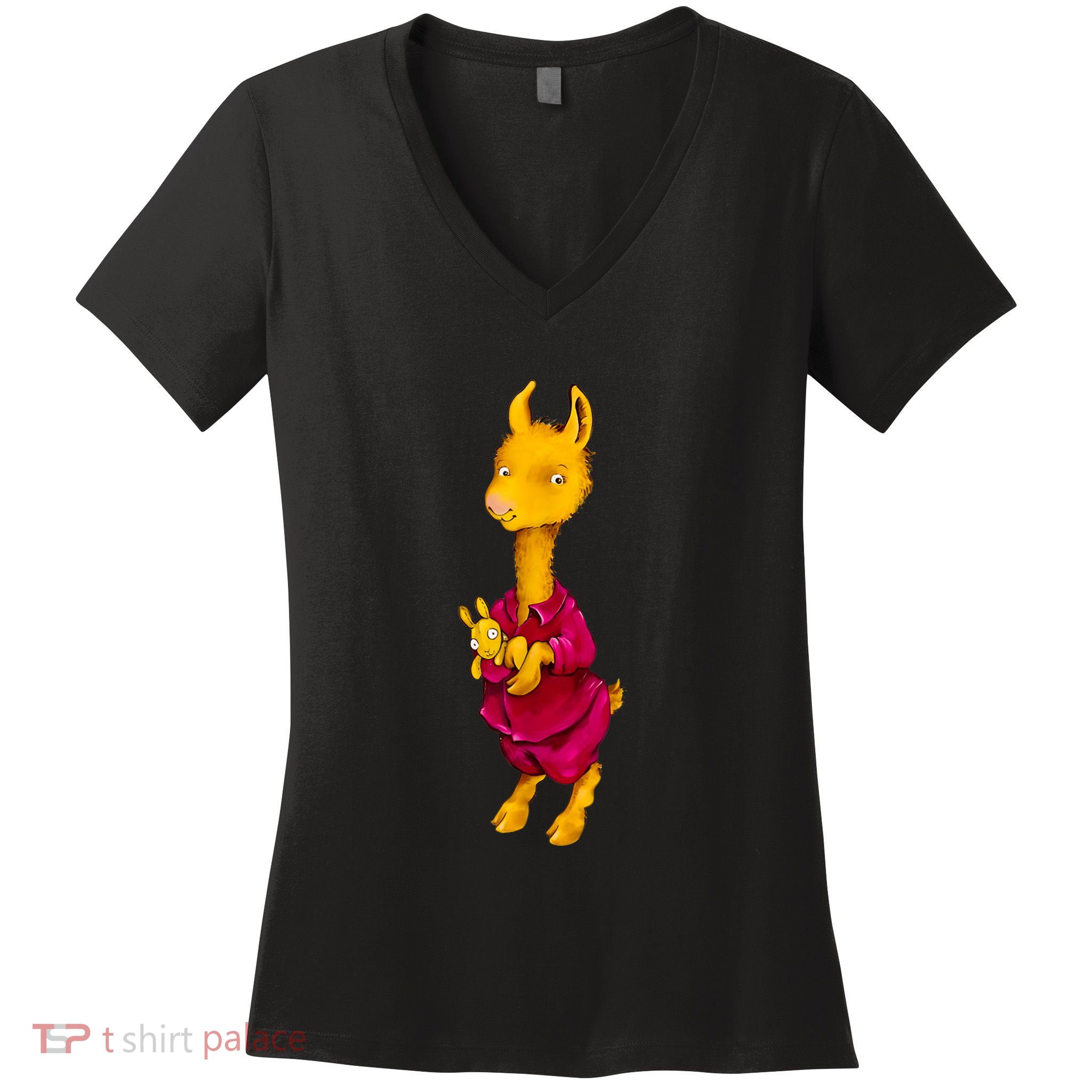 Llama Red Pajama Women's V-Neck T-Shirt
