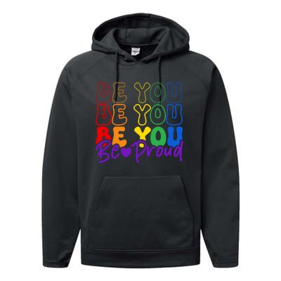 LGBT Retro Pride T Design Performance Fleece Hoodie