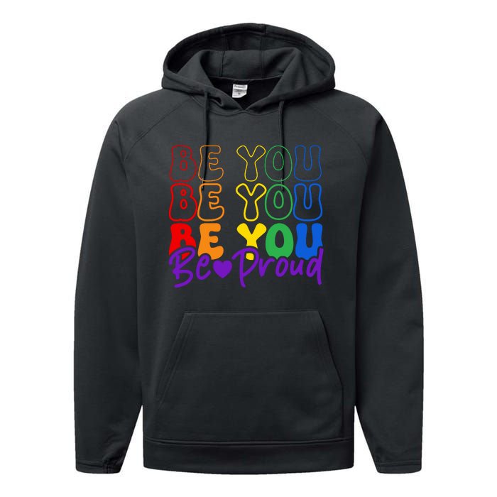 LGBT Retro Pride T Design Performance Fleece Hoodie