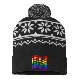 LGBT Retro Pride T Design USA-Made Snowflake Beanie