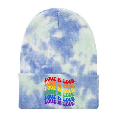 LGBT Retro Pride T Design Tie Dye 12in Knit Beanie