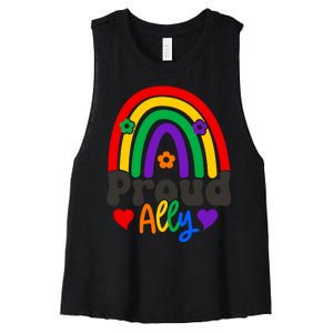 LGBT Retro Pride T Design Women's Racerback Cropped Tank